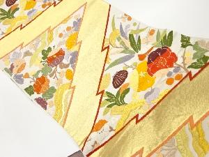 梅・菊に草模様織出し袋帯